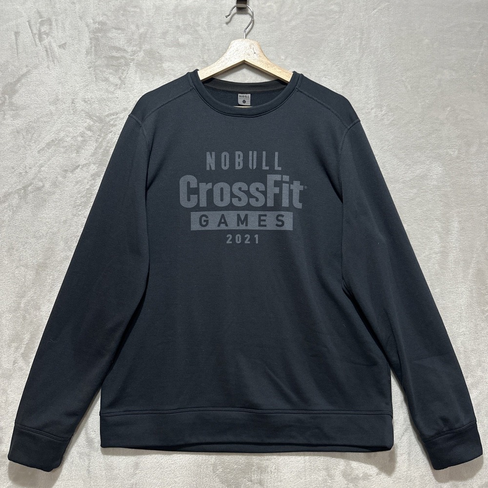 NoBull CrossFit Games 2021 Crewneck Sweatshirt Womens L Black Fleece Ribbed Cuff